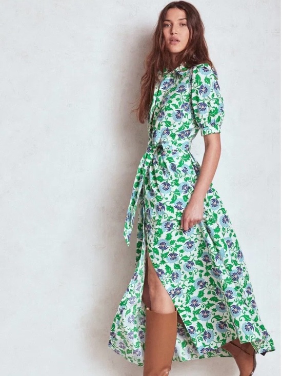 Boden Dresses & Skirts - Boden Green Floral Collared button down Maxi Dress